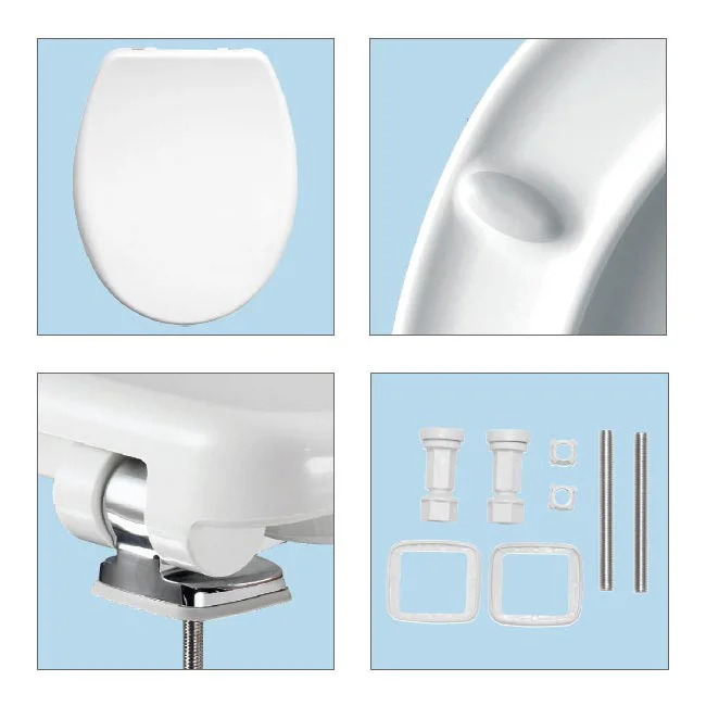 Bemis Venezia Soft Close Toilet Seat With Adjustable Chrome Hinges