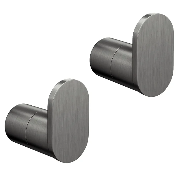 2 X Arezzo Gunmetal Grey Robe/Towel Hooks