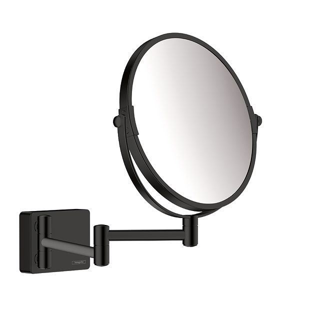 Hansgrohe AddStoris Matt Black Shaving Mirror With 3x Magnification - Image 2