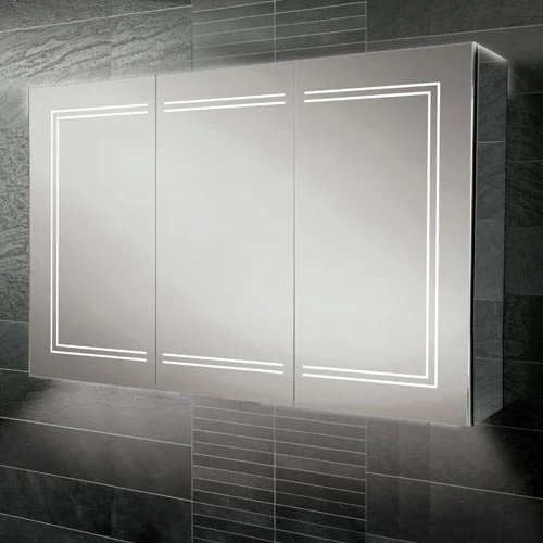 HIB Edge 120 LED Illuminated Aluminium Mirror Cabinet - Image 2
