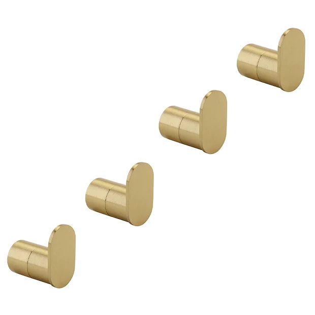 4 X Arezzo Brushed Brass Robe Hooks