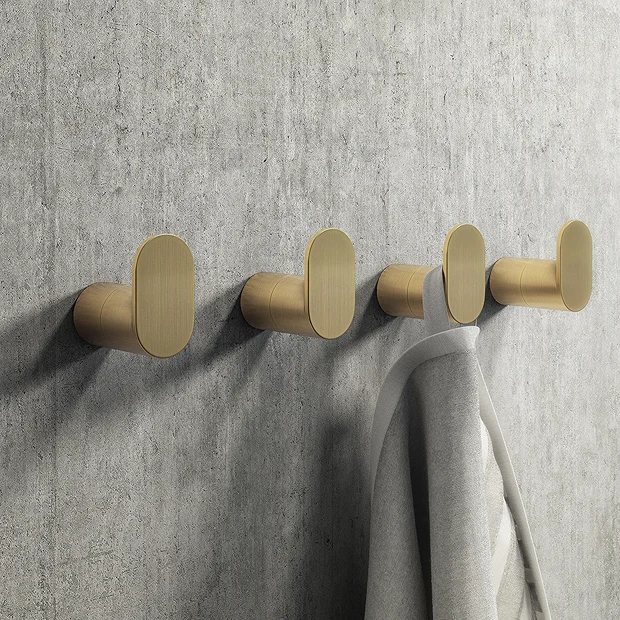 4 X Arezzo Brushed Brass Robe Hooks - Image 2