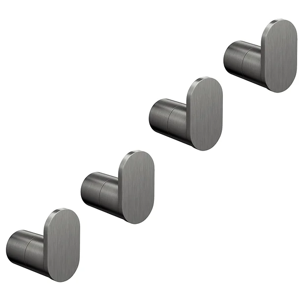 4 X Arezzo Gunmetal Grey Robe/Towel Hooks
