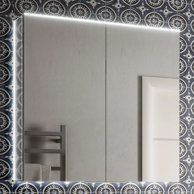 HIB Ether 80 LED Illuminated Aluminium Mirror Cabinet