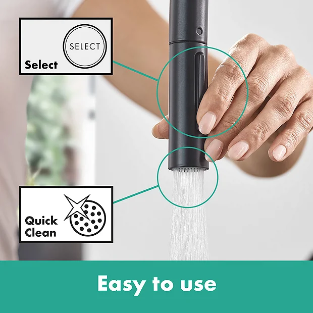 Hansgrohe Talis M54 Single Lever Kitchen Mixer 210 With Pull Out Spray - Matt Black - Image 3
