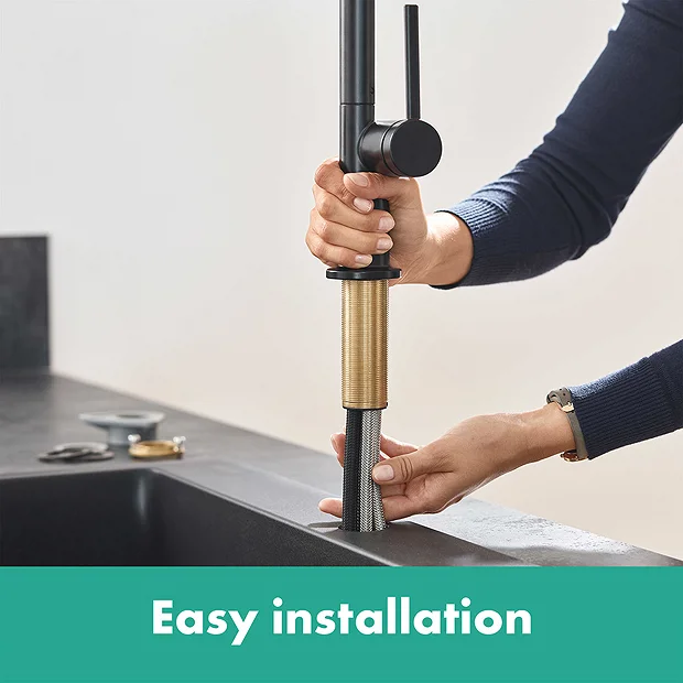 Hansgrohe Talis M54 Single Lever Kitchen Mixer 210 With Pull Out Spray - Matt Black - Image 4