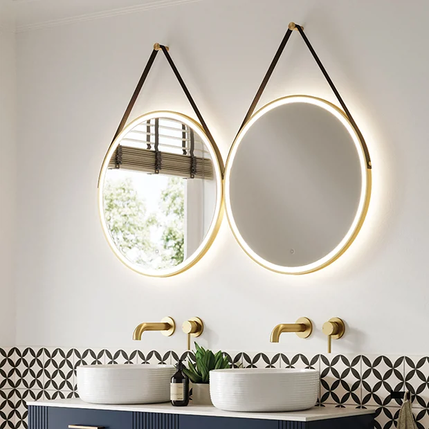 HIB Solstice Brushed Brass 60 Round LED Illuminated Mirror - Image 3