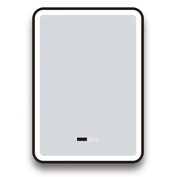 Arezzo Matt Black 500 X 700mm Rectangular LED Illuminated Anti-Fog Bathroom Mirror With Time Display - Image 5