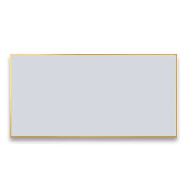 Arezzo Brushed Brass Square Edge Framed Bathroom Mirror - 1400 X 500mm - Image 3
