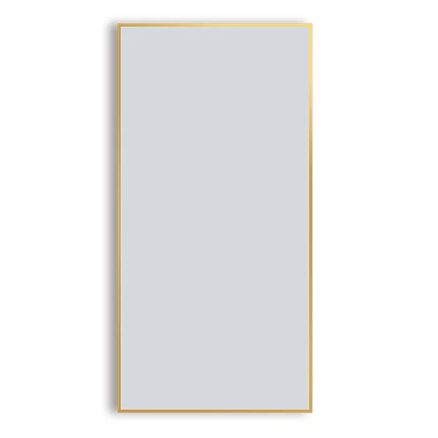 Arezzo Brushed Brass Square Edge Framed Bathroom Mirror - 1400 X 500mm