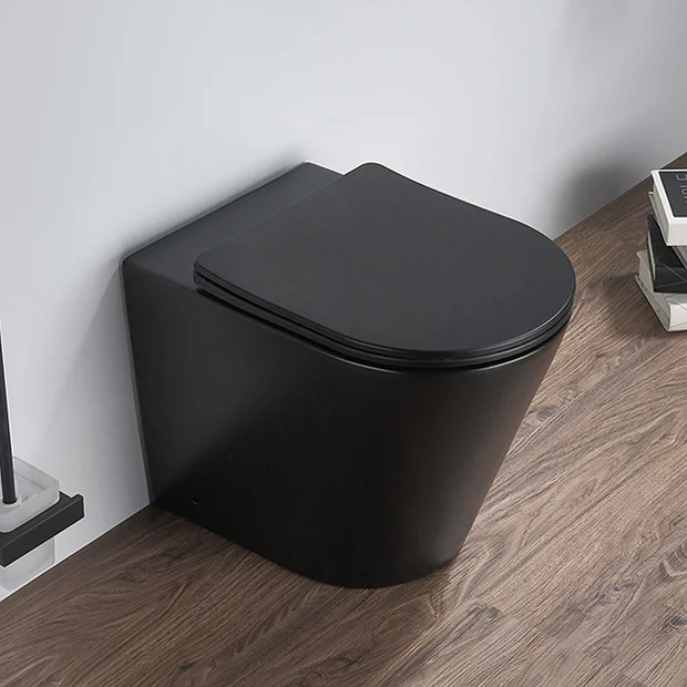 Arezzo Matt Black Rimless Back To Wall Toilet Incl. Soft Close Seat - Image 2