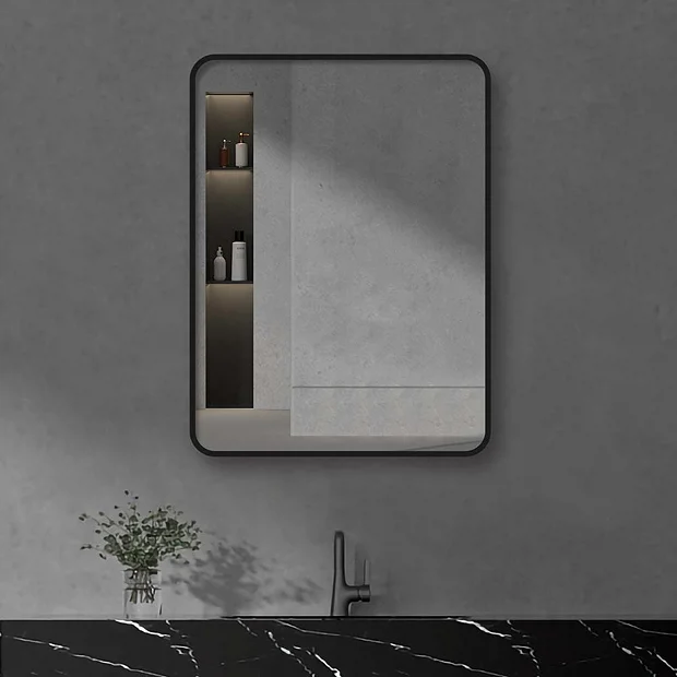 Arezzo Matt Black 800 X 600 Rectangular Mirror - Image 2