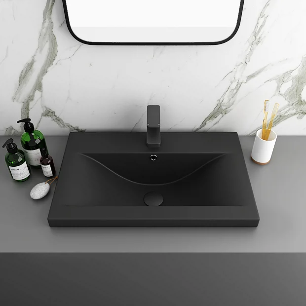 Arezzo 610 X 395mm Matt Black Rectangular Mid-Edged Inset Basin - Image 2