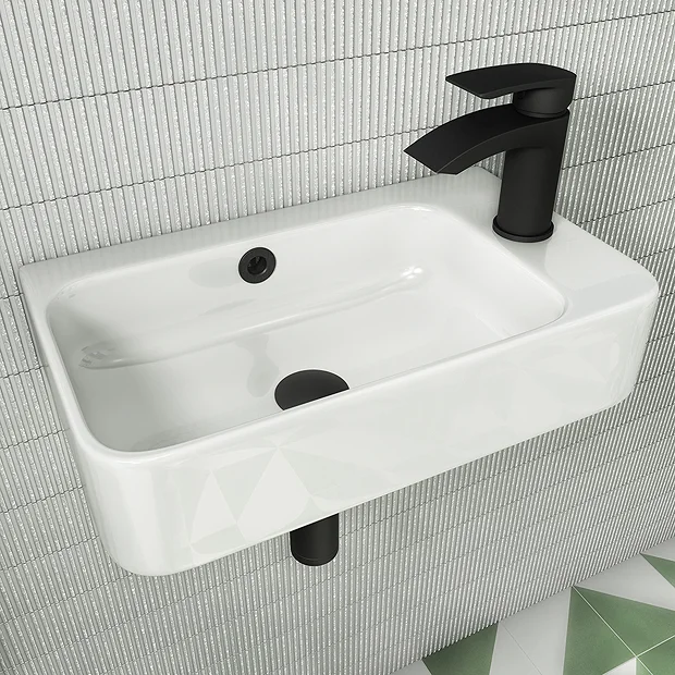 Arezzo 455 X 270mm Curved Offset Wall Hung 1TH Cloakroom Basin - Image 2
