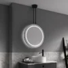 Arezzo Matt Black 600mm Hanging LED Illuminated Bathroom Mirror With Infrared Sensor & Anti-Fog