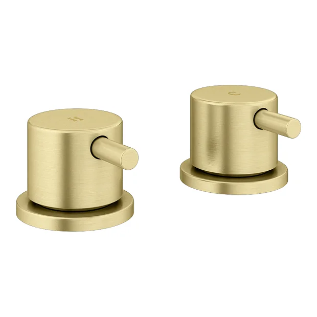 Arezzo Brushed Brass 3/4" Deck Bath Side Valves (Pair) - Image 2