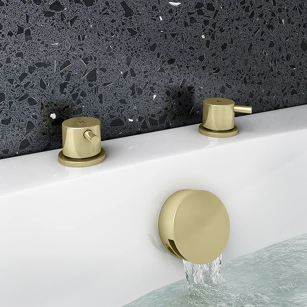 Arezzo Brushed Brass 3/4" Deck Bath Side Valves (Pair) - Image 3
