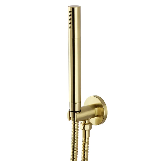 Arezzo Brushed Brass Round Thermostatic Shower Pack With Wall Mounted Head + Handset - Image 4