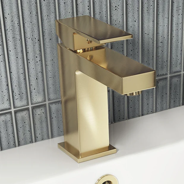 Arezzo Square Brushed Brass Mono Basin Mixer Tap - Image 2