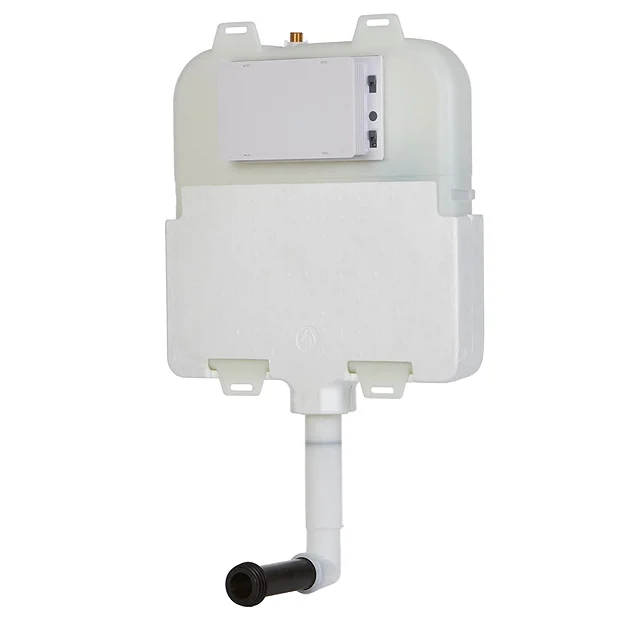 Arezzo Compact Concealed Cistern With Brushed Brass Flush Plate - Round Buttons - Image 4