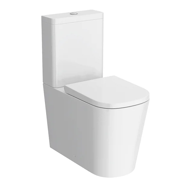 Arezzo Square BTW Close Coupled Rimless Toilet With Soft Close Seat - Image 6