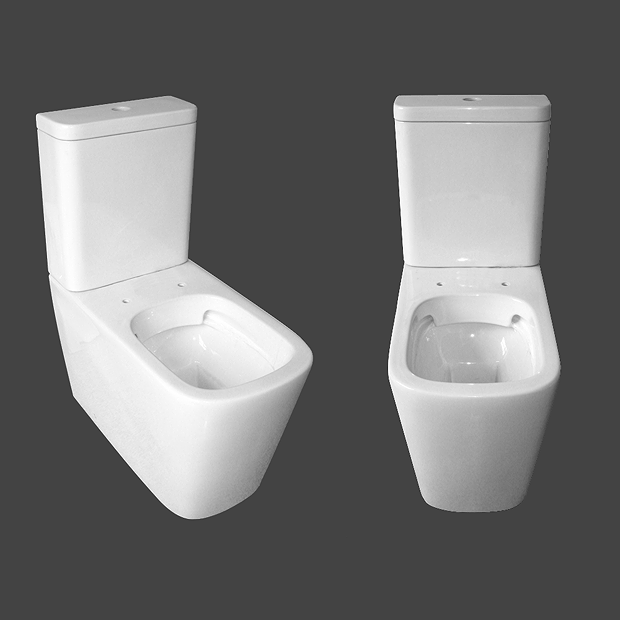 Arezzo Square BTW Close Coupled Rimless Toilet With Soft Close Seat - Image 5