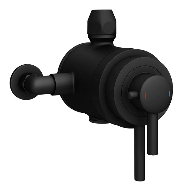 Arezzo Matt Black Dual Exposed Valve With Rigid Riser Kit, 195mm Shower Head, Handshower & Diverter - Image 4
