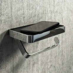 Arezzo Toilet Roll Holder With Shelf - Chrome