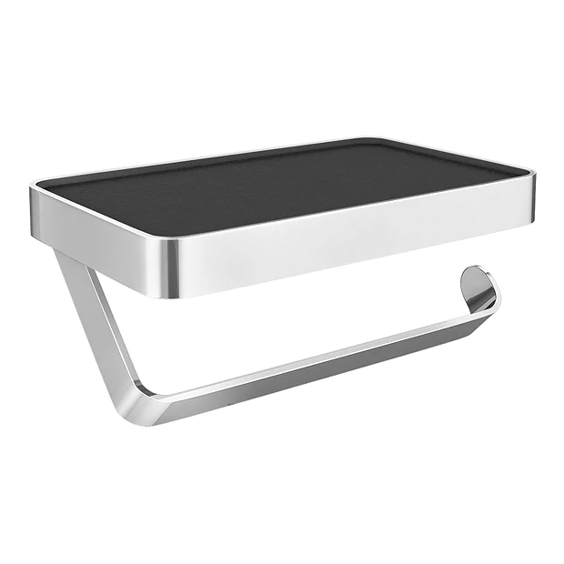 Arezzo Toilet Roll Holder With Shelf - Chrome - Image 4