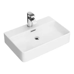 Arezzo 600 X 425mm Gloss White 1TH Rectangular Counter Top Basin