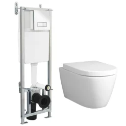 Dual Flush Concealed WC Cistern With Wall Hung Frame + Arezzo Toilet