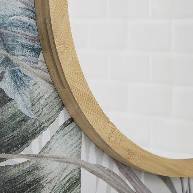 EcoDelux 800mm Bamboo Frame Round Mirror - Image 3