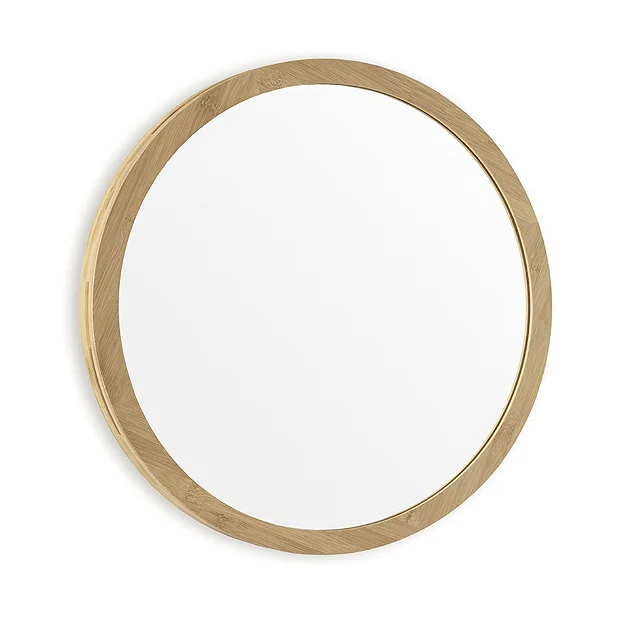 EcoDelux 800mm Bamboo Frame Round Mirror