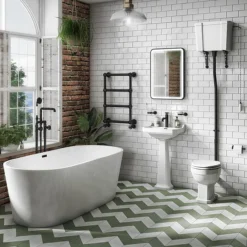 Carlton Matt Black Traditional High Level Toilet With Soft Close Seat