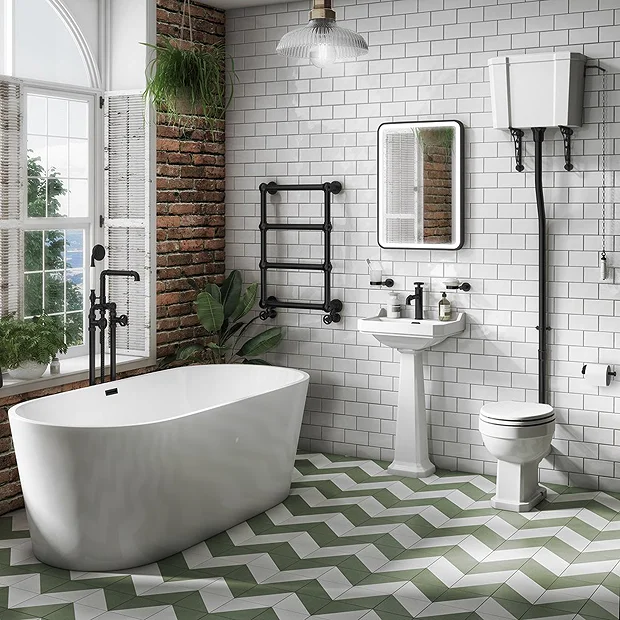 Carlton Matt Black Traditional High Level Toilet With Soft Close Seat