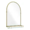 Chatsworth Traditional 700 X 490mm Arched Mirror With Glass Shelf - Brushed Brass