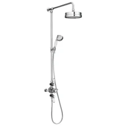Chatsworth 1928 Traditional Triple Exposed Shower Valve Inc. Luxury Riser Kit, Diverter, 8" Rose + Handset