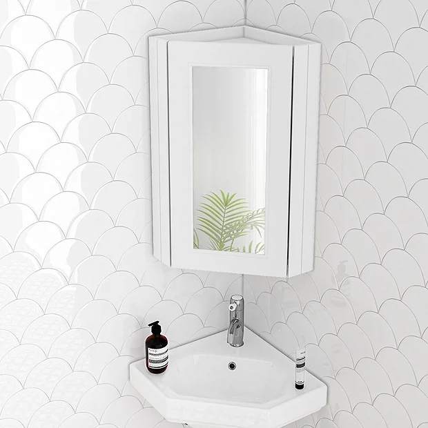 Chatsworth Corner Mirror Cabinet White - Image 2