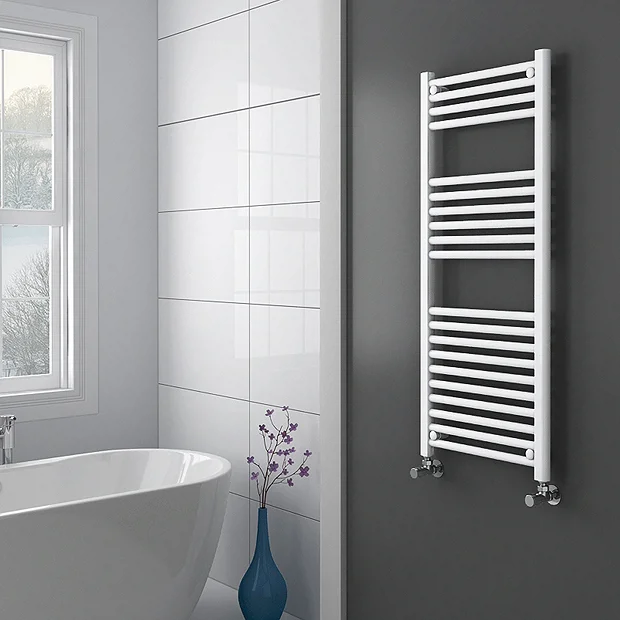 Diamond Heated Towel Rail - W500 X H1200mm - White - Straight - Image 2