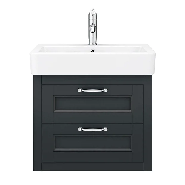 Chatsworth Traditional Graphite 560mm 2 Drawer Wall Hung Vanity - Image 6