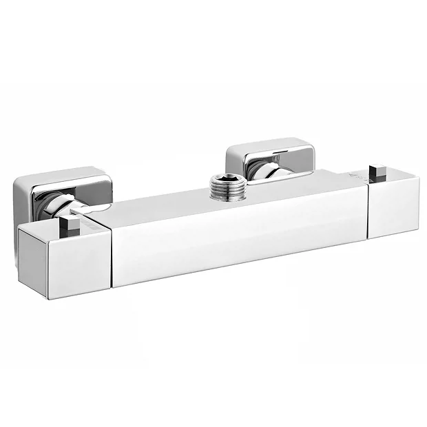 Milan Square Top Outlet Thermostatic Bar Shower Valve - Chrome - Image 2