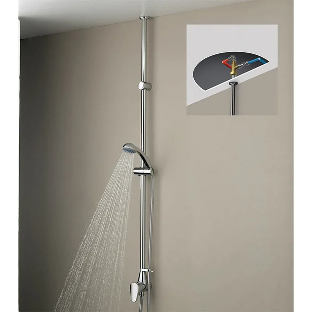 Bristan Jute Mini Twinline Thermostatic Shower Valve + Adjustable Riser (ceiling Fed) - Image 2