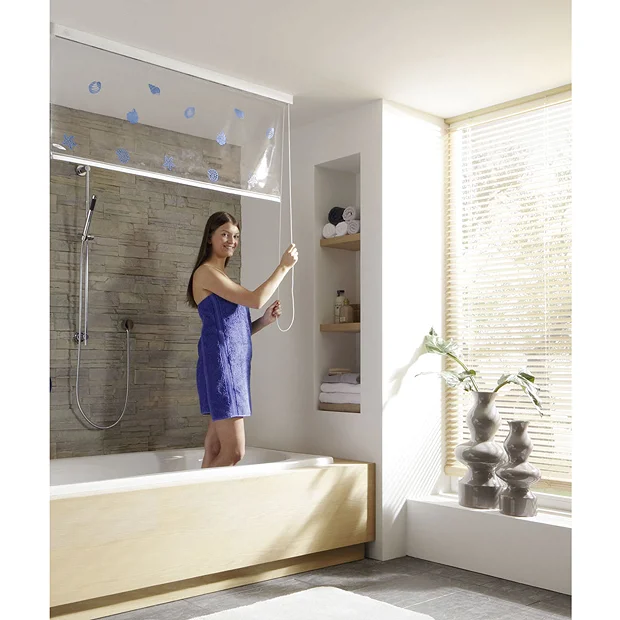 Kleine Wolke - Vinyl White Stripe Shower Roller Blind W1340 X H2400mm (Parts A+B) - Image 3