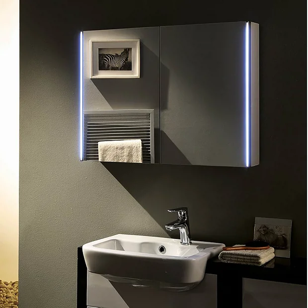 Hudson Reed Leda 800mm LED Touch Sensor Mirror Cabinet With Shaver Socket - Image 2