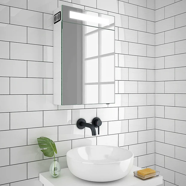 Toreno 400x600mm LED Illuminated Mirror Cabinet Inc. Bluetooth, Infrared Sensor & Shaving Port