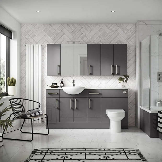 Hudson Reed 300x255mm Gloss Grey Compact Base Unit