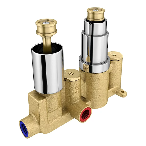 Pablo Twin Crosshead Concealed Shower Valve - Chrome - Image 3