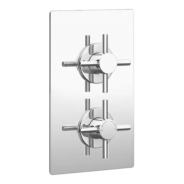 Pablo Twin Crosshead Concealed Shower Valve - Chrome - Image 2