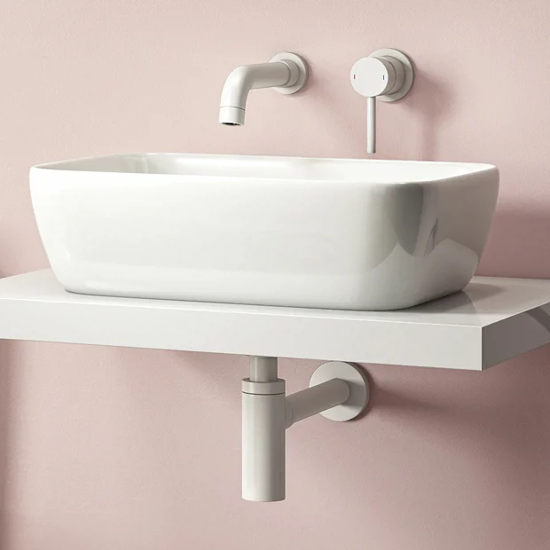 Arezzo Round Matt White Modern Basin Bottle Trap - Image 3