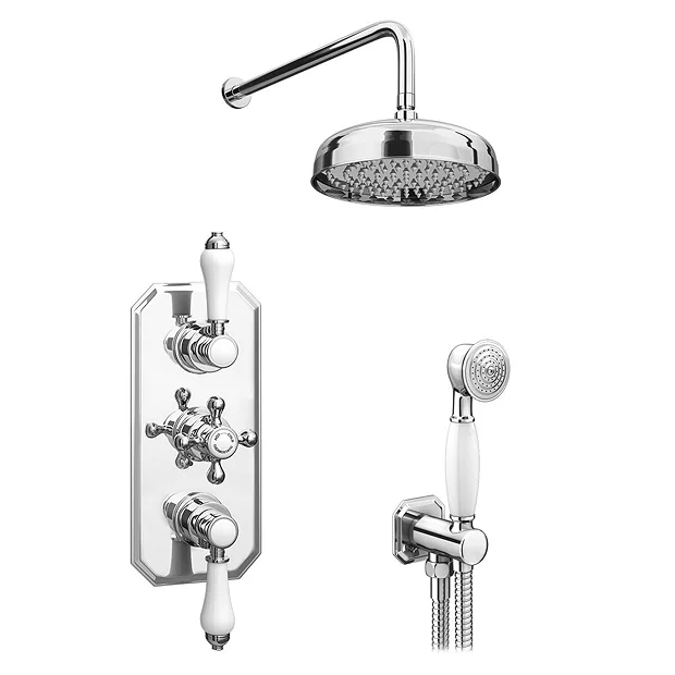 Trafalgar Traditional Triple Thermostatic Shower Package With Head + Handset - Image 4